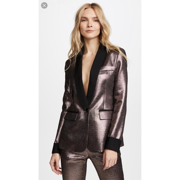 Rachel Zoe ✨NWOT✨ Metallic Tuxedo Jacket - Picture 2 of 10